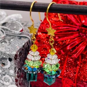 Christmas Holidays Crystal Tree Earrings